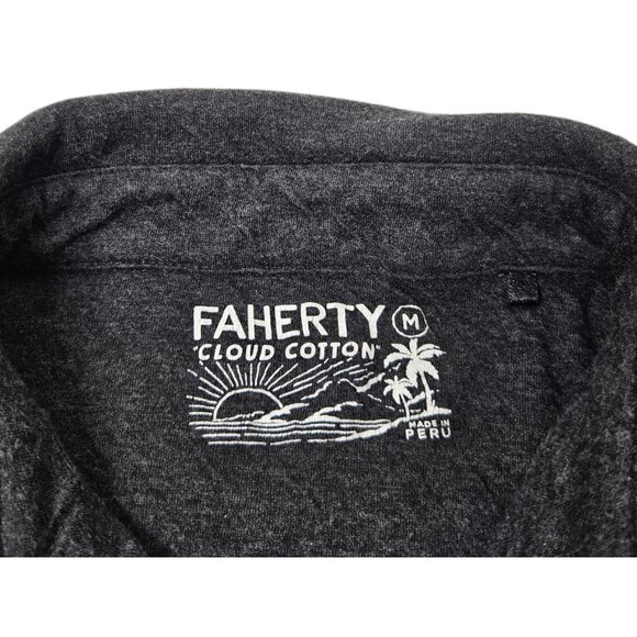 Faherty Cloud Cotton Polo Shirt Textured Men's Medium Charcoal Pima Cotton Modal - Picture 5 of 9